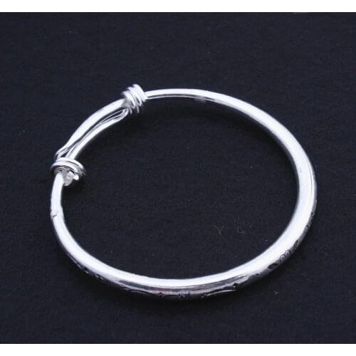 New Gypsy Bohemian Vintage Retro Silver Bangles Women Classic Handmade Tibetan Carved Plum Cuff Bracelets 6cm Diameter