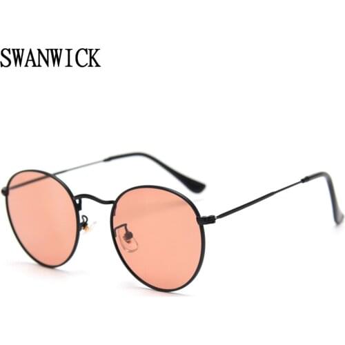 Swanwick round sunglasses polarized female retro metal sun glasses male thin frame fashion black orange 2021 hot seller European