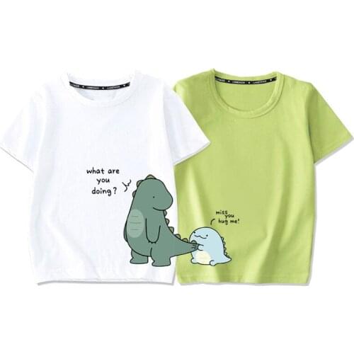 Family matching outfits dinosaur desgin T-shirt summer father mother child t shirt family look baby short cotton t shirt