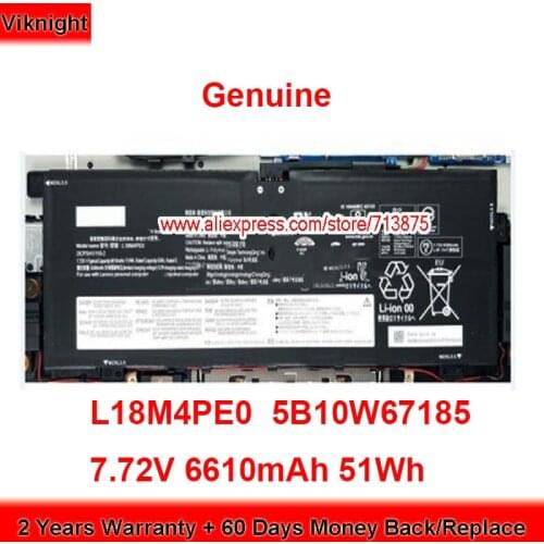 Genuine L18M4PE0 Battery 5B10U40209 for Lenovo Yoga C740-14IML 5B10U40210 5B10W67185 5B10W67296 L18L4PE0 7.72V 6610mAh 51Wh