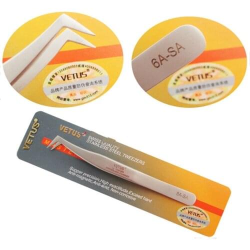 VETUS NEW 6A-SA Eyelash Tweezers Anti-static Stainless Steel Super Fine Tip 3D/6D Volume Eyelash Extension Fan Lash Tweezer