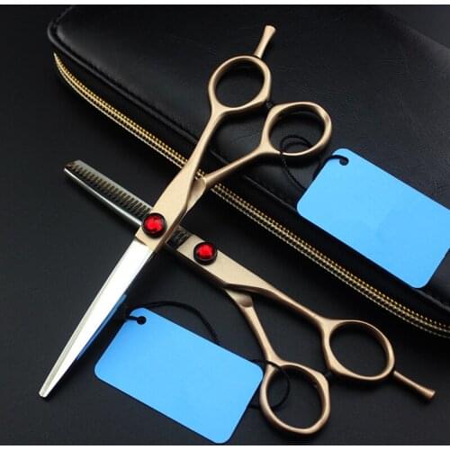 Professional japan 440c 6 inch rose gold cut hair scissors cutting barber makas haircut thinning shears hairdressing scissors