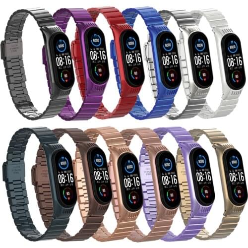 Strap for Mi Band 6 Bracelet Metal Wristband Stainless Steel Strap Screwless Belt for Xiaomi Mi Band6 NFC Mi6 Global Version