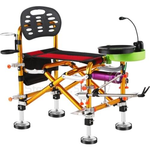 Aluminum alloy fishing chair thickened portable folding multifunctional table fishing chair all terrain fishing stool