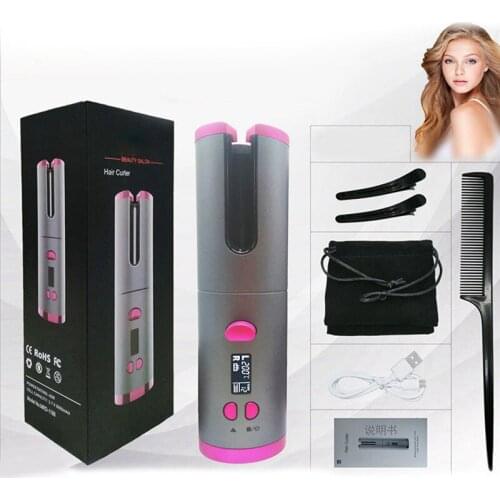 USB Rechargeable Curling Iron Automatic Fast Heating Ceramic Barrel Hair Curlers Curling Titanium Auto Curlers Hair Styler Tools