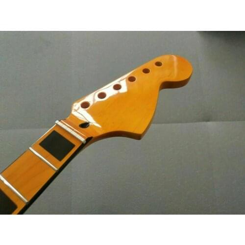 22 Fret Guitar Neck 25.5inch Gloss Yellow Painting Block Inlay Maple Big Head