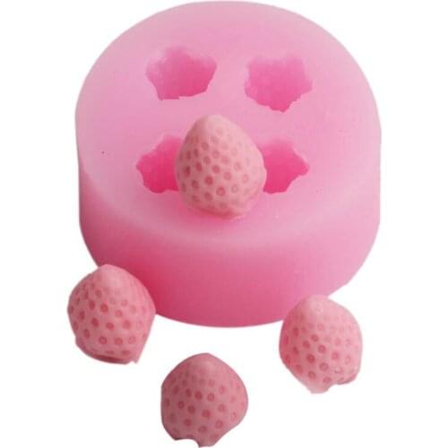 Cute 3D Strawberry Silicone Mold Fruit Mold Cake Decoration Fondant Dollhouse Cotton Candy Resin Clay Mold