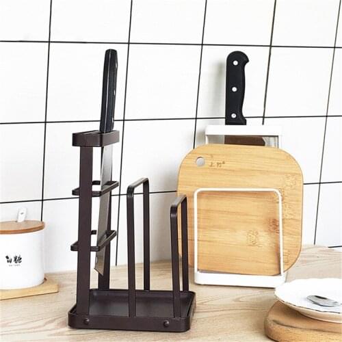 Kitchen Storage Rack Cutting Board Holder Drainer Black Knife Rack Chopping Board Shelf Multi-Functional Pot Lid Cover Organizer
