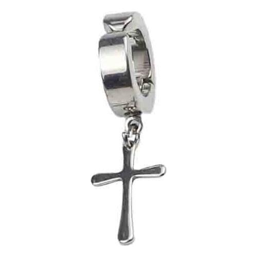 Vintage Fashionable Cross Design Men Metal Ear Hooks Ear Stud Non Piercing Clip Earrings Fake Earrings for Boyfriend Lover