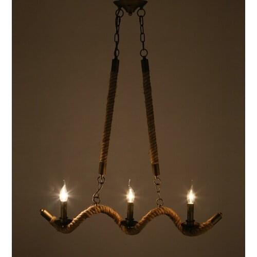 Vintage Hemp Rope Pendant Light AC90-260V E27 Loft Creative Personality Industrial Pendant Lamp for Restaurant Coffee Bar