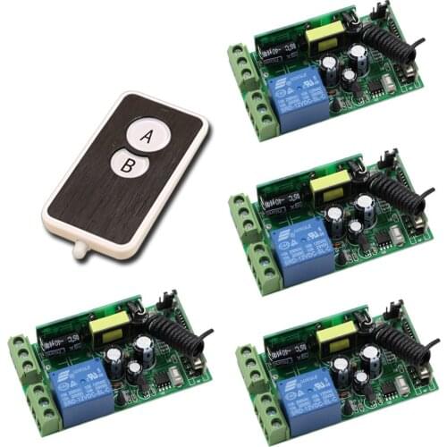 High Quality Wide Voltage AC85V-250V Wireless Remote Control Switch System4pcs Receiver With Transmitter for Car Home