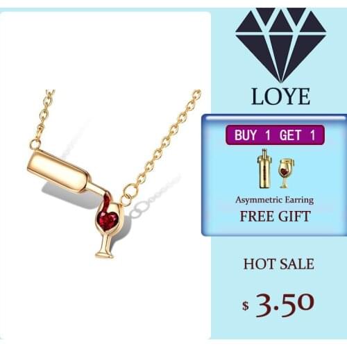 Love Wine Pendant Necklaces and Stud Earrings for Woman Fashion Original Cubic Zirconia Jewelrt Set Unique Design Jewelry Gifts