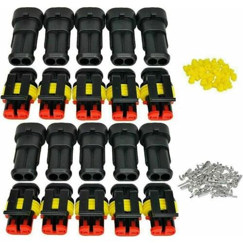 10Pcs 2 Pin Waterproof Super Seal Electrical Wire Connector Male Female Plug Cable Connector For Car Motorcycle Truck AWG Marine