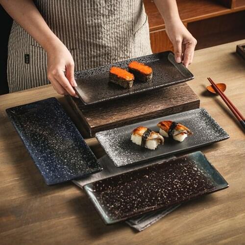12 Inch Ceramics Sushi Plate Sashimi Dish Creative Rectangular Plate In Restaurant Snack Plate Breakfast Plate Dessert Plate