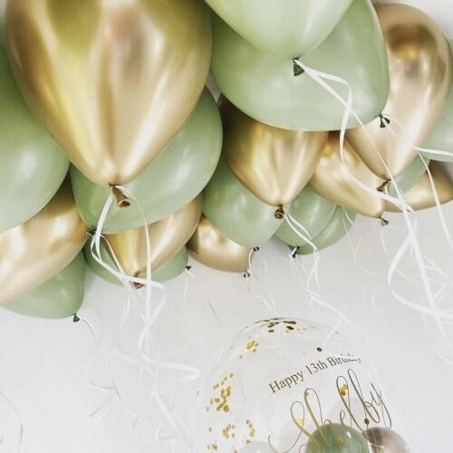 15pcs 10inch latex balloon avocado color confetti metal latex balloon wedding decoration jungle theme birthday party baby shower