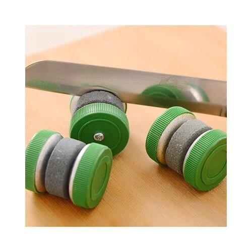 200PCS New Portable Grinding Circle Kitchen Stone Abrader Two Wheels Knife Sharpener