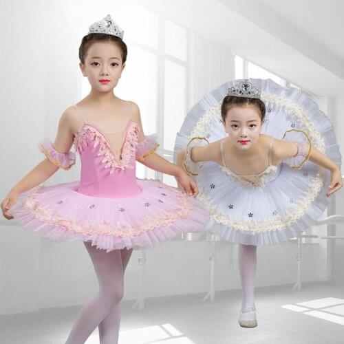 2019 Dance Dress For Girls White Swan Lake Ballet Tutu Skirts Party Costumes Children Ballerina Dress Kids Ballet Dress