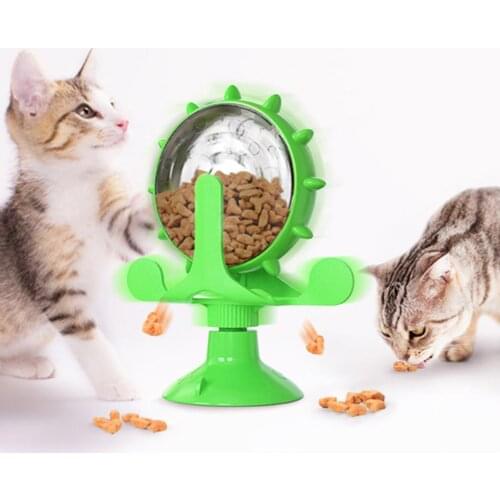 2021 Leak Food Cat Dog Toys Interactive Windmill Spinning Toy for Small Dogs Funny Rotating Turntable Slow Feeder Pet Supply
