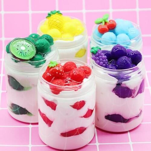 60/120ml Fruit Slime Fluffy Glue Charms for Slime Additives Clay Supplies Plasticine Slimes Kit Chocolate Modelling Toy For Kids