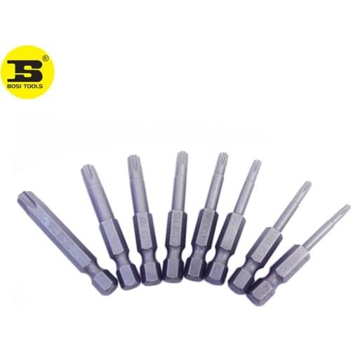 BOSI 8Pieces 1/4 Inch Hex Shank T8-T40 Torx Security Head Screwdriver Drill Bits 2 Inch Length S2 Steel
