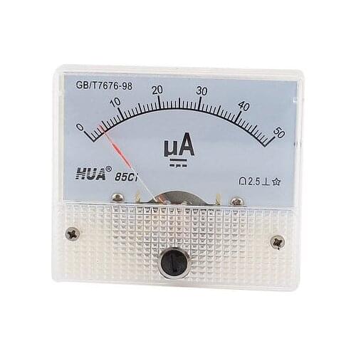 85C1 Panel DC Current Ampere Meter Analog Ammeter 0-50uA