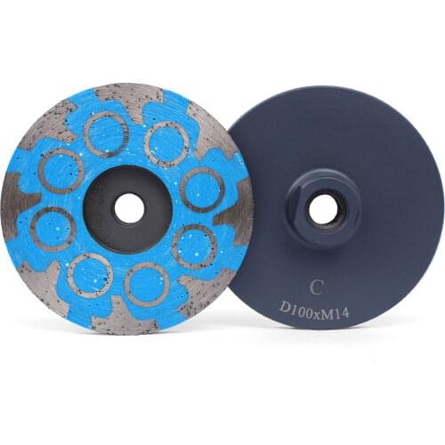 4 Inch Resin Filled Diamond Grinding Cup Wheel Turbo Grinding Abrasive Tool M14&5/8"-11 Thread for Granite Marble Concrete