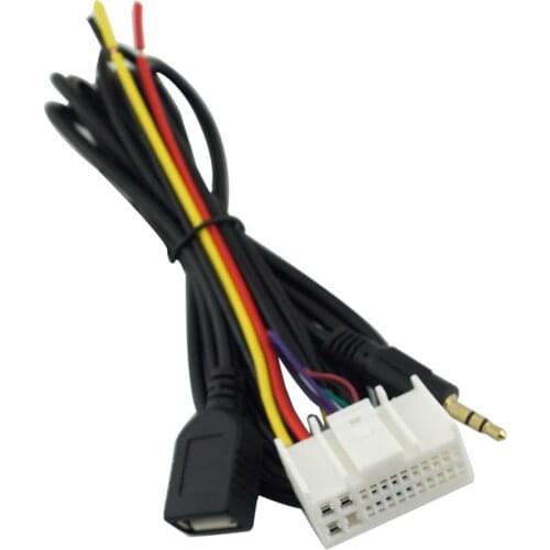 Car Audio Wiring Harness CD Cable Harness Plug Media Cable Adapter With USB AUX Line For KIA K2K5 Sportage For Hyundai Sonata