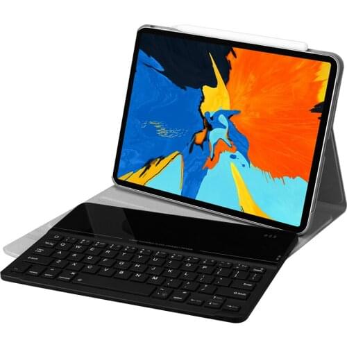 PU Leather Keyboard Smart Keyboard Case Flip Cover SK1102 Wireless BT Keyboard Case Detachable Tempered Glass Keyboard Stand