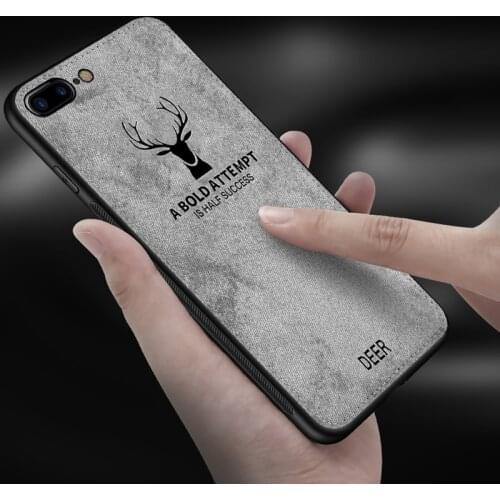 Fashion Elk Pattern canvas case for Iphone 11 Pro MAX XR 6 7 8 6S Plus XS X Silicon TPU + Fabric Cloth Skin Back Slim Soft Cover