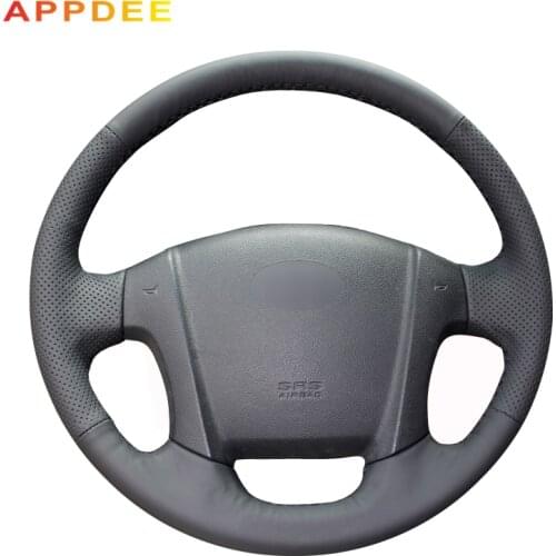 Black Hand-stitched Car Steering Cover Soft Artificial Leather Car Steering Wheel Cover for Kia Sportage 2 2005-2010 2009