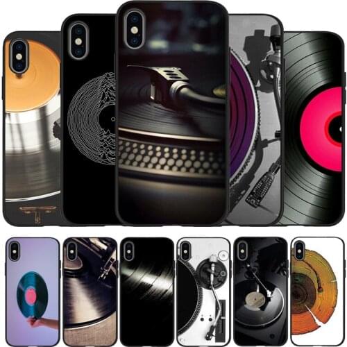 Black Vinyl Record Player black Phone Case For iPhone 11 XR XS Max 7 8 6 6S Plus 5 5S SE 2020 Back Cover For iPhone 11 Pro Shell