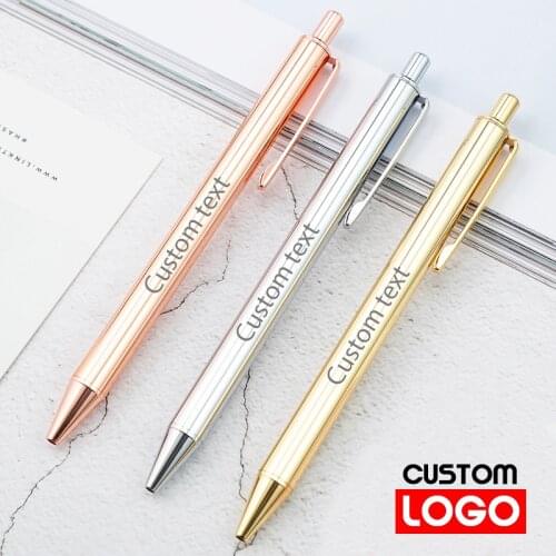 Business Gift Metal Pen Free Custom Logo Student Exam Writing Ballpoint Pen Advertising Creative Pen Wholesale Office Supplies