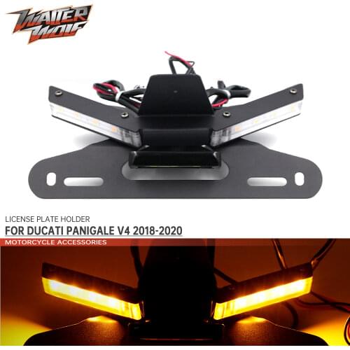 Motorcycle License Plate For DUCATI Panigale DV4 2018-2020 Number Tail Tidy Fender Eliminator LED Bracket Kit Black Accessories