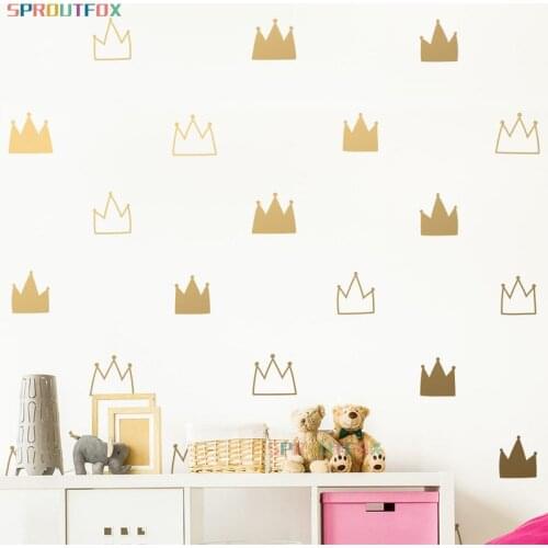 Baby Pink Crown Wall Stickers Kids Bedroom Decorate Wall Decals Princess Girls Room Wall Decor Vinyl Wall Sticker for Kids Room