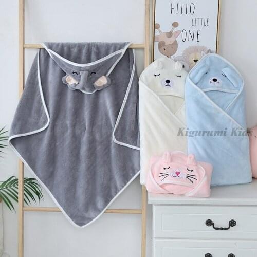 Baby Hooded Towels Newborn Winter Kids Bathrobe Super Soft Bath Blanket Warm Elephant Cartoon Ultra Absorbent Baby Towel Poncho