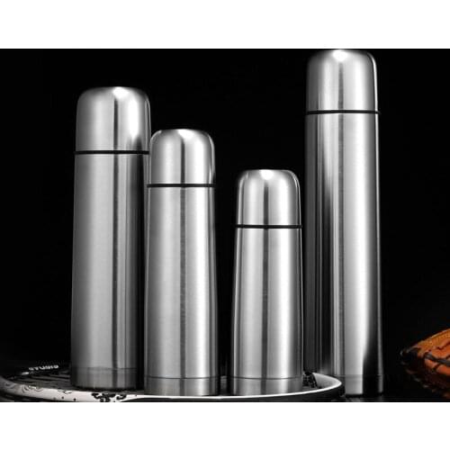 New Double-layer Bullet Shape Thermos Stainless Steel BPA Free Water Bottle Vacuum Flask Drink Bottle Coffee Mug for Travel Cup