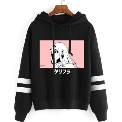 Zero Two Future 90s Anime Darling in the Franxx Fleece Raglan Hoodies Sweatshirts Streetwear Woman Hip Hop Casual Winter Hooded