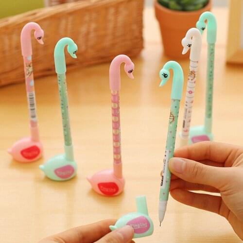 1PCS New Creative Cartoon Lovely Kawaii Plastic Swan Gel Pens For Children Novelty Gift Korean Stationery Office School Supplies