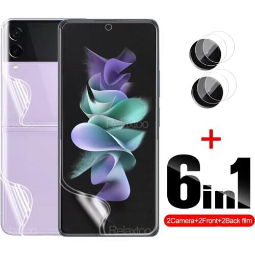 6IN1 Full Cover Hydrogel Film For Samsung Z Flip3 5G Back+Front Screen+Camera Lens Protection For Galaxy Z Flip 3 Zflip3 5G Film