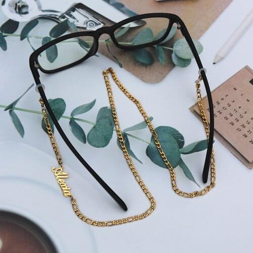 Personalized Name Eyeglasses Chain Rose Gold Vintage Letter Style Name and Initial for Sunglasses Holder Mothers Day Gift