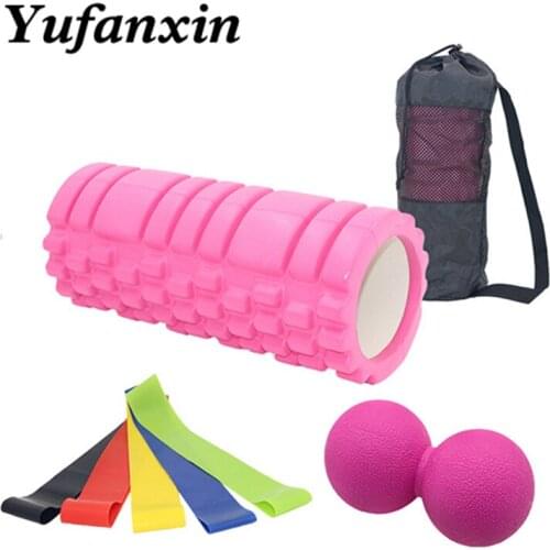 Yoga Colume Massager ball Resistance Bands Foam Roller Training Fitness Exercise Pilates Body Building Self Massage Tool