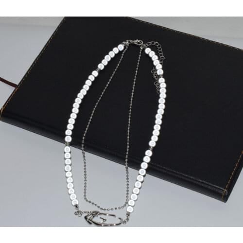 Fashion Night Reflect Necklaces Women Gothic Irregular Vintage Pearl Clavicle Chain Hip-Hop Personality Jewelry Prom Accessories