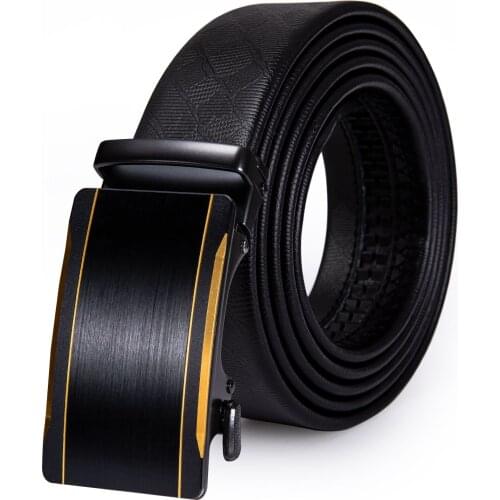Men Cowhide Belt Genuine Leather Belt Automatic Sliding Ratchet Buckle Waist Belt for Jeans Trouser Male Belt Black Barry.Wang