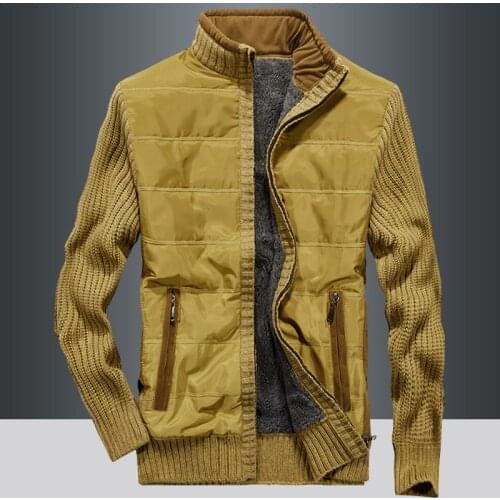 Men Sweater Coat Cardigan Zipper 2021 New Winter Trend Plus Velvet Keep Warm Male Thermal Sweater Pocket Thick Hot Sale M68