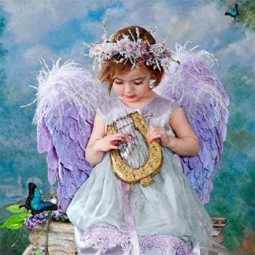 Carton Angel DIY Cross Stitch Embroidery 11CT Kits Needlework Craft Set Cotton Thread Printed Canvas Home Decoration Wholesale