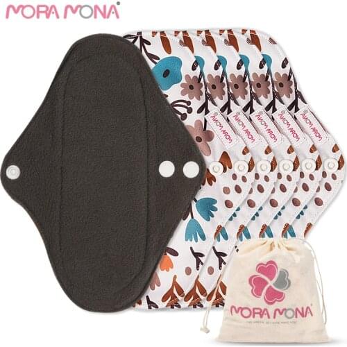 Mora Mona 5Pcs/set Small Reusable Menstrual Pads Washable Sanitary Towels Eco-Friendly Maternity Menstrual Bamboo Charcoal Pads