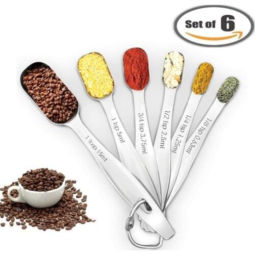 Stainless Steel Measuring Spoons Coffee Powder Spice Measure Scoop Sugar Milk Salt Flour Measuring Tool Set Kitchen Baking Tools