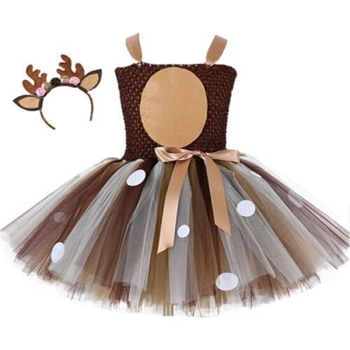 Girl Tutu Dress Party Dress Baby Girls Halloween Deer Christmas Vestido New Years Clothes for Kids