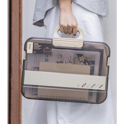 Portable File Box High Quality Handle File Folder Office Organizer Document A4 Storage File Case Document Box Stationery Boxes