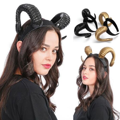 2020 Elegant Kawaii Sheep Horn Headband Christmas Party Cosplay Horns Headpiece Vintage Steampunk Hair Accessories